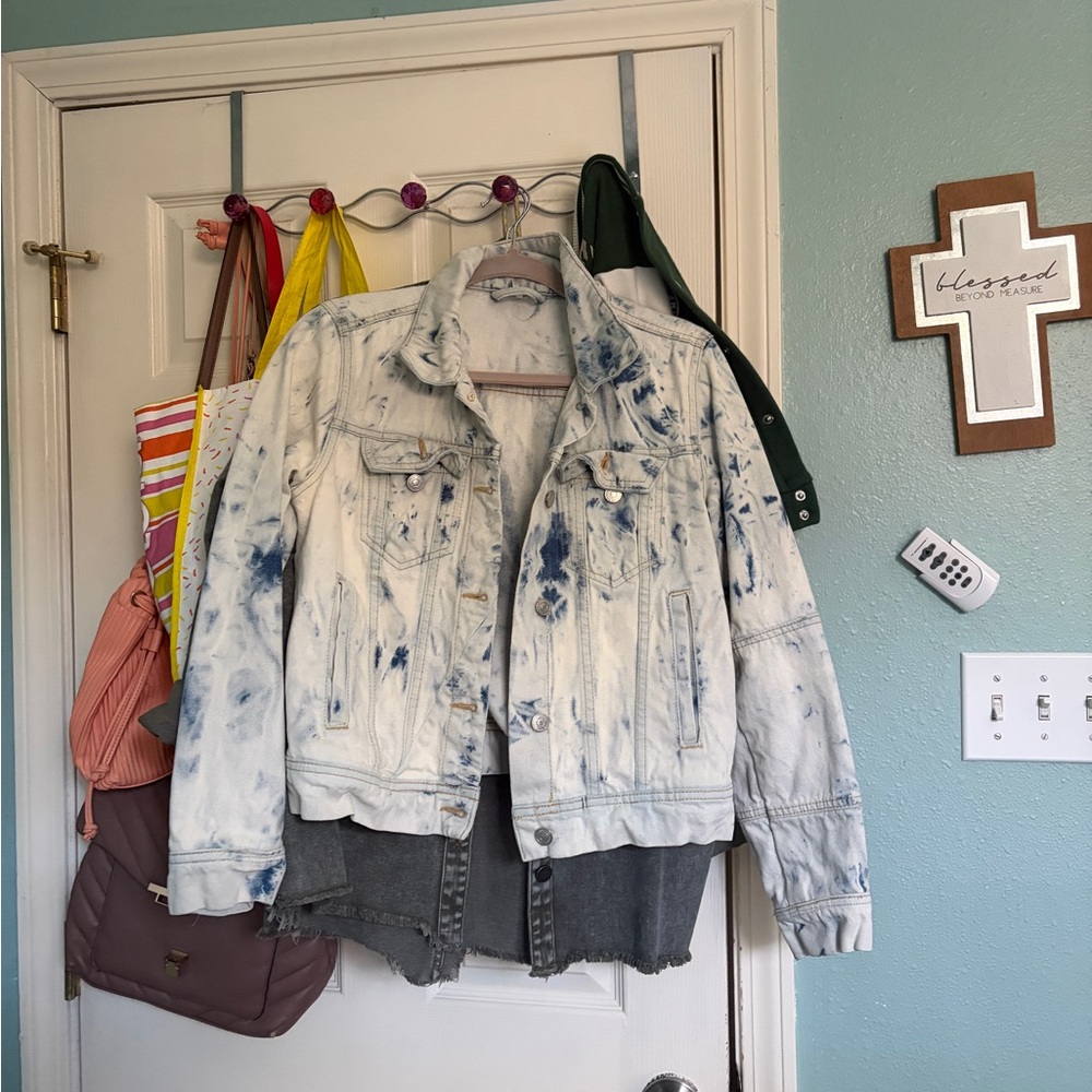 Free People Indigo Tie-Dye Denim Jacket